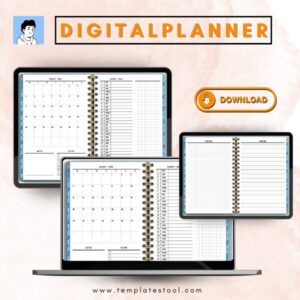 Digital Planner dashboard showing task management, and habit tracking features