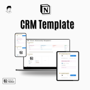 Dashboard of the Notion CRM Template showcasing organized client data and sales tracking.