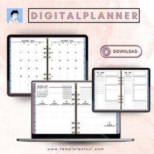 Digital Planner Calendar displaying monthly and weekly views with task management