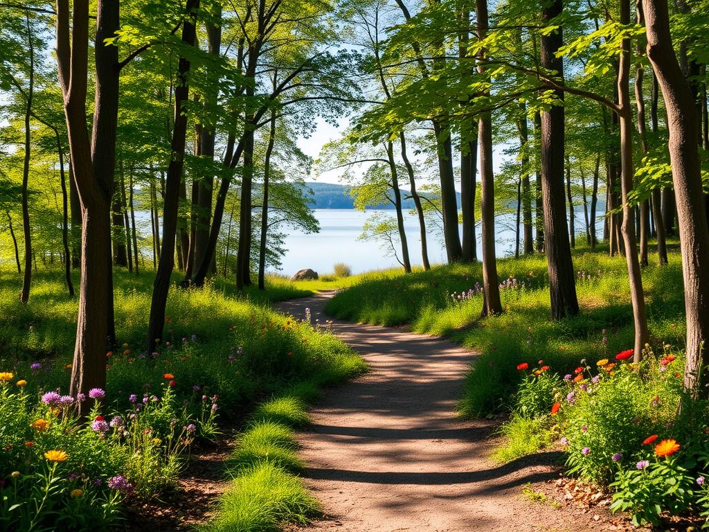 Path through a serene forest, symbolizing the self discovery journey. 